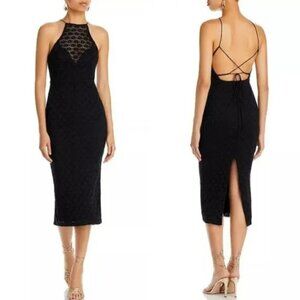 Bardot Chameleon Lace Halter Midi Dress Women XL Black Whimsigoth Party Glam